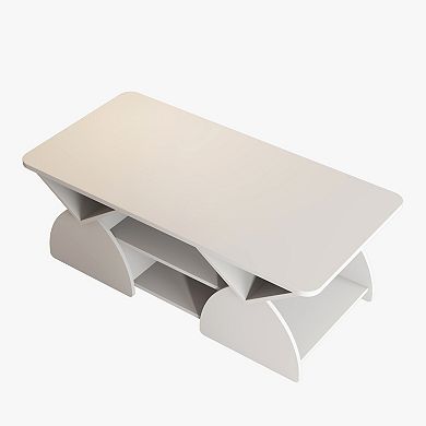 Trikiousd 47.25" Modern Coffee Table with Open Storage Shelves and Rounded Corners