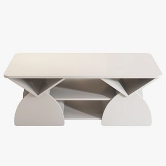 Trikiousd 47.25" Modern Coffee Table with Open Storage Shelves and Rounded Corners