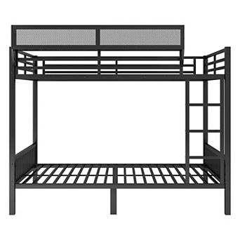 Trikiousd Metal Bunk Bed with Ladder and Storage Shelf for Teens Adults