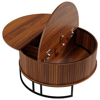 Trikiousd 31.5" Round Lift Top Coffee Table with Hidden Storage