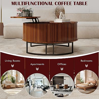 Trikiousd 31.5" Round Lift Top Coffee Table with Hidden Storage