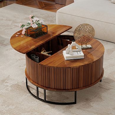 Trikiousd 31.5" Round Lift Top Coffee Table with Hidden Storage