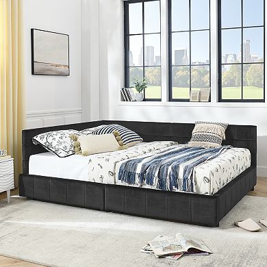 Trikiousd Mid-Century Upholstered Daybed with Storage Drawers, Velvet Sofa Bed Frame