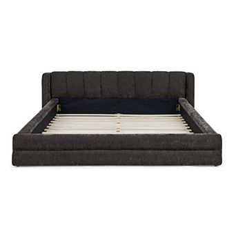 Trikiousd Upholstered Grounded Platform Bed with Thick Chenille Fabric and Solid Frame