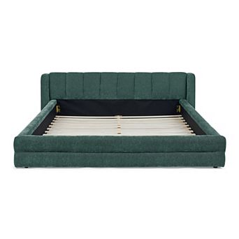Trikiousd Upholstered Grounded Platform Bed with Thick Chenille Fabric and Solid Frame