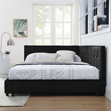 Trikiousd Mid-Century Velvet Daybed with Backrest and Armrest, Sturdy Wooden Frame