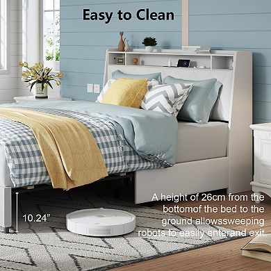 Trikiousd Metal Platform Bed Frame with Storage Shelf, Headboard, Charging Station