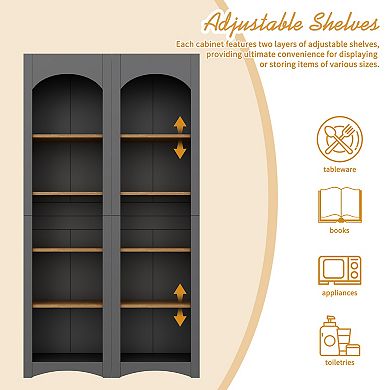 Trikiousd Set of 2 Farmhouse 5-Tier Bookcases with Adjustable Shelves