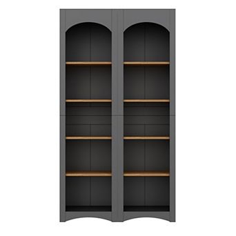 Trikiousd Set of 2 Farmhouse 5 tier Bookcases with Adjustable Shelves