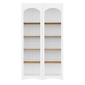Trikiousd Set of 2 Farmhouse 5 tier Bookcases with Adjustable Shelves