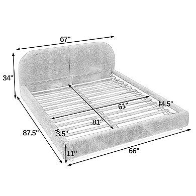 Trikiousd Upholstered Bed Frame with Tall Curved Headboard and Premium Fabric