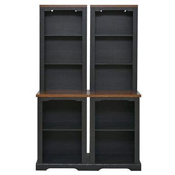 Trikiousd Set of 2 Tall Bookcases with Open Shelves and Curved Design