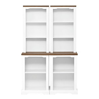 Trikiousd Set of 2 Tall Bookcases with Open Shelves and Curved Design