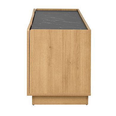 Trikiousd TV Stand Modern Storage Cabinet with Marble Top and Adjustable Shelves