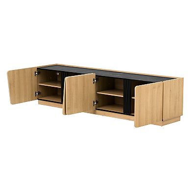 Trikiousd TV Stand Modern Storage Cabinet with Marble Top and Adjustable Shelves