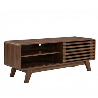 Trikiousd Mid Century TV Stand with Sliding Door Storage Console