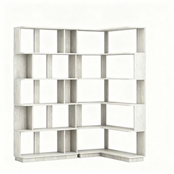 Trikiousd Set of 2 Modular Corner Bookcases with Open Storage Shelves