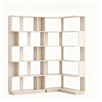 Trikiousd Set of 2 Modular Corner Bookcases with Open Storage Shelves