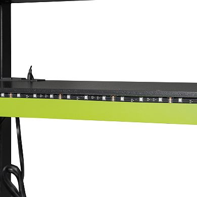 Trikiousd LED Gaming Loft Bed Modern Wood Full Size Bed Frame w/ Desk, Wardrobe & Drawers