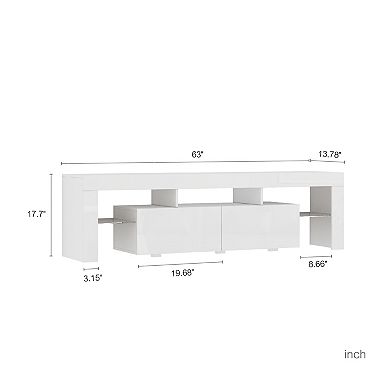 Trikiousd High Gloss TV Stand with LED Lights for TVs up to 65"
