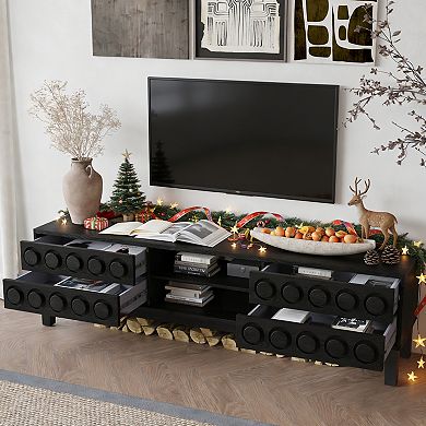 Trikiousd Mid Century TV Stand with 4 Drawers for TVs up to 75"