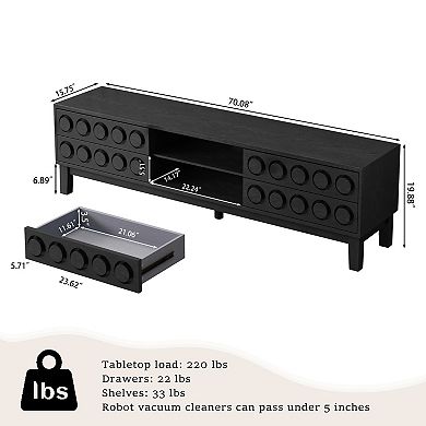 Trikiousd Mid Century TV Stand with 4 Drawers for TVs up to 75"