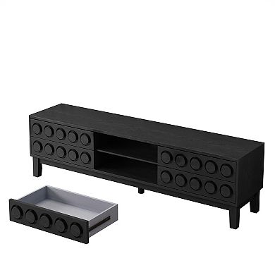 Trikiousd Mid Century TV Stand with 4 Drawers for TVs up to 75"