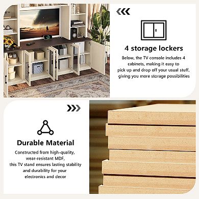 Trikiousd Wall Unit Entertainment Center TV Stand with Charging Station and Storage Cabinets