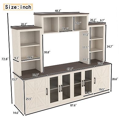 Trikiousd Wall Unit Entertainment Center TV Stand with Charging Station and Storage Cabinets