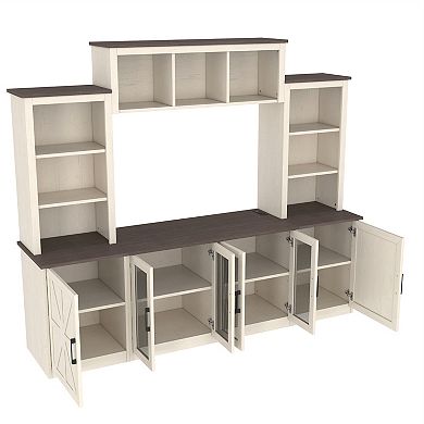 Trikiousd Wall Unit Entertainment Center TV Stand with Charging Station and Storage Cabinets