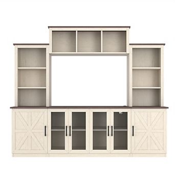 Trikiousd Wall Unit Entertainment Center TV Stand with Charging Station and Storage Cabinets