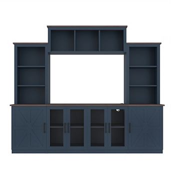 Trikiousd Wall Unit Entertainment Center TV Stand with Charging Station and Storage Cabinets