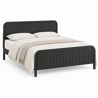 Trikiousd Solid Wood Bed Frame Modern Platform Bed Low Profile Panel Bed, Noise-Free Design