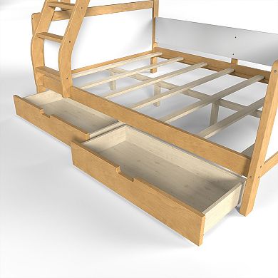 Trikiousd Twin Over Full Bunk Bed with 2 Drawers, Solid Wood Convertible Bed Frame