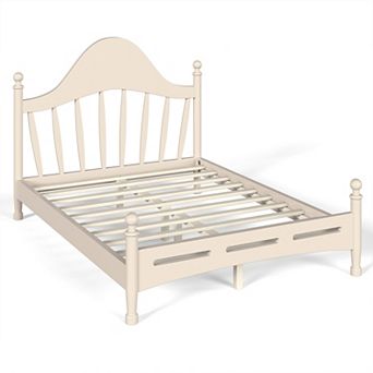Trikiousd Solid Wood Frame Bed Platform Bed Low Profile Bed, Slatted Support Panel Bed