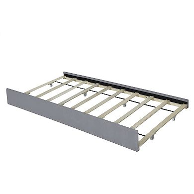 Trikiousd Velvet Upholstered Platform Bed Queen Size Bed Frame with 2 Drawers and 1 Twin XL Trundle
