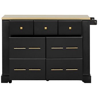 Trikiousd Kitchen Island Rolling Cart w/ Power Outlet, Pull Out Trash Can Storage and Drop Leaf