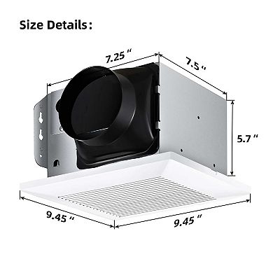 110 CFM Ceiling Bathroom Exhaust Fan in White