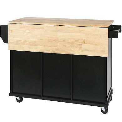 Trikiousd Kitchen Cart Cabinet w/ Drop-Leaf Countertop, Internal Storage Cabinet Racks w/ 3 Drawers