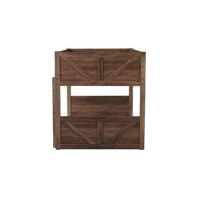 Trikiousd Twin over Twin Floor Bunk Bed with Built-in Ladder, Space-Saving Low Bunk Bed for Kids