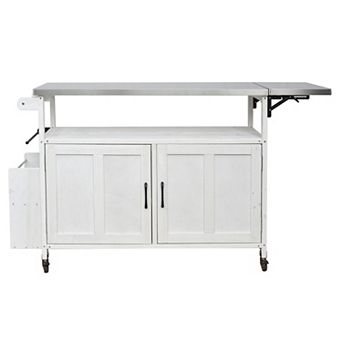 Trikiousd Outdoor Grill Cart Mobile Bar Cart Cooking Island w/ Storage Cabinet, Towel Rack