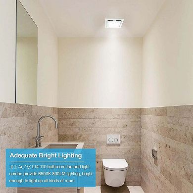 110 CFM Ceiling Bathroom Exhaust Fan with Light in White
