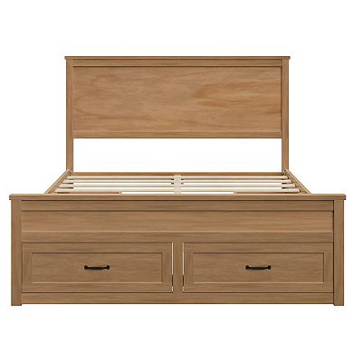 Trikiousd Queen Size Storage Bed Solid Wood Panel Bed Platform Bed Frame with Headboard & 6 Drawers
