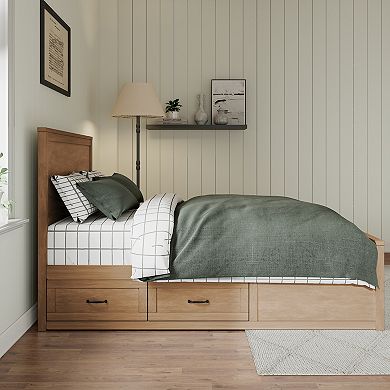 Trikiousd Queen Size Storage Bed Solid Wood Panel Bed Platform Bed Frame with Headboard & 6 Drawers