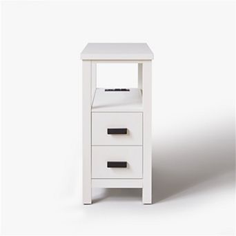 Trikiousd Small Nightstand End Table 2 tier Bedroom Bedside Table with Charging Station
