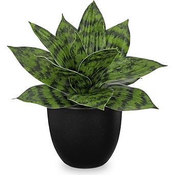 Artificial Snake Plant 9", Faux Agave Potted Decor for Home & Office