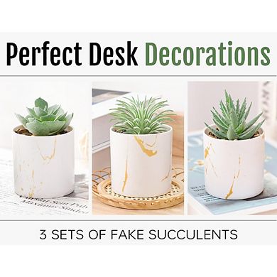 Artificial Succulent Plants in Pots, Mini Faux Desk & Home Decor