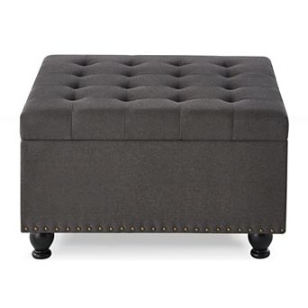 Trikiousd Large Square Storage Ottoman, Upholstered Button Tufted Stool Coffee Table