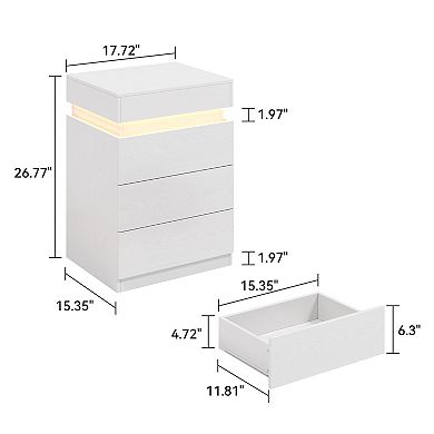 Trikiousd LED Nightstand Built-In Charging Station Bedside Table End Table