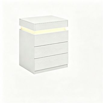 Trikiousd LED Nightstand Built-In Charging Station Bedside Table End Table